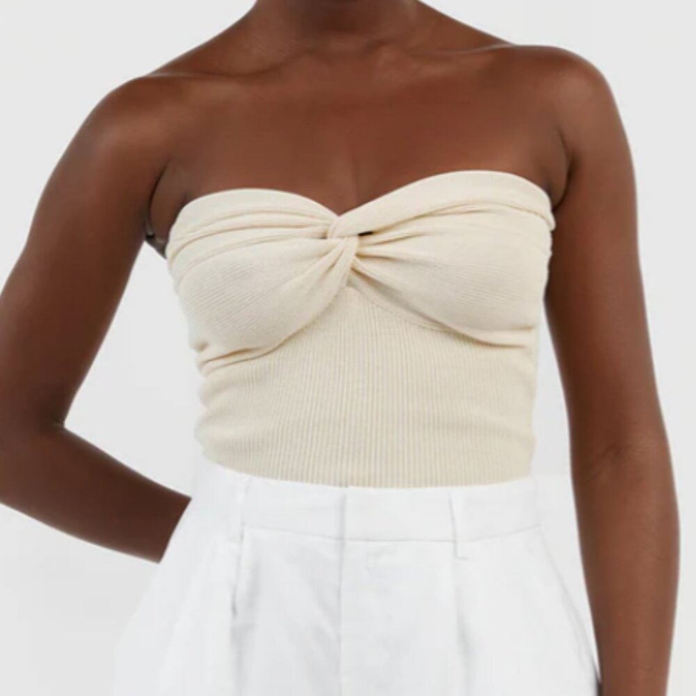 DISSH ANIKA TWISTED CREAM KNIT TOP